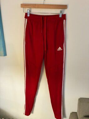 Adidas Tiro 19 Women's Training Pants Red White 3-Stripe Joggers Size XS